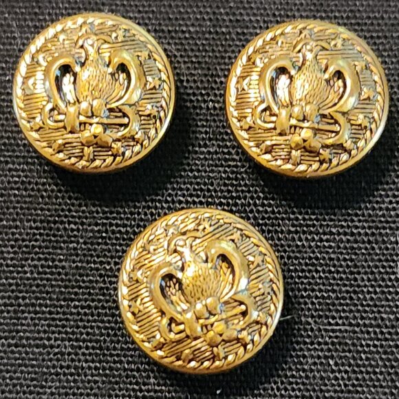 Antique/Vintage Lot of 3 Metal/Brass ? Military Uniform Buttons Eagle/Stars - Picture 1 of 4